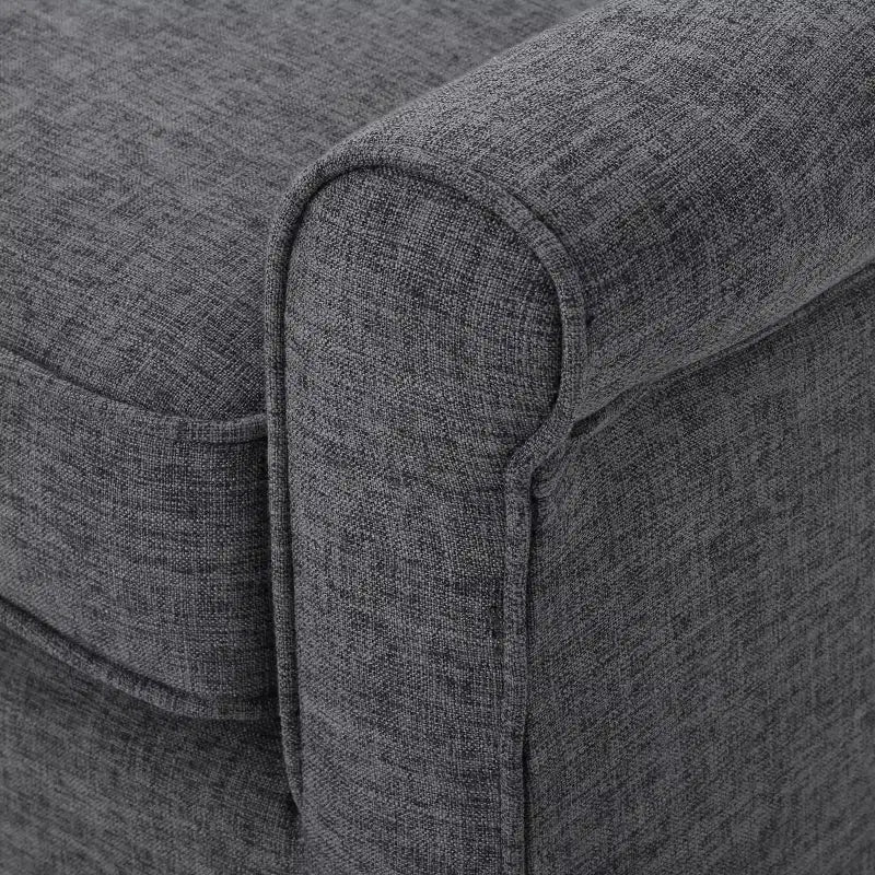Mid-Century Modern Tufted Loveseat with Rolled Arms and Splayed Rubberwood Legs