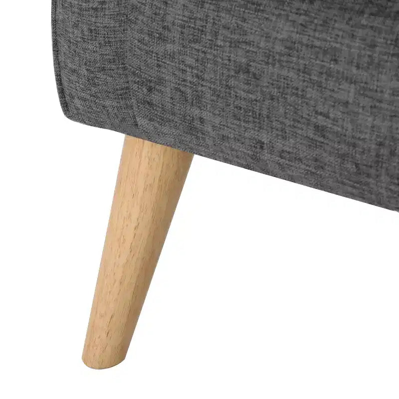 Mid-Century Modern Tufted Loveseat with Rolled Arms and Splayed Rubberwood Legs