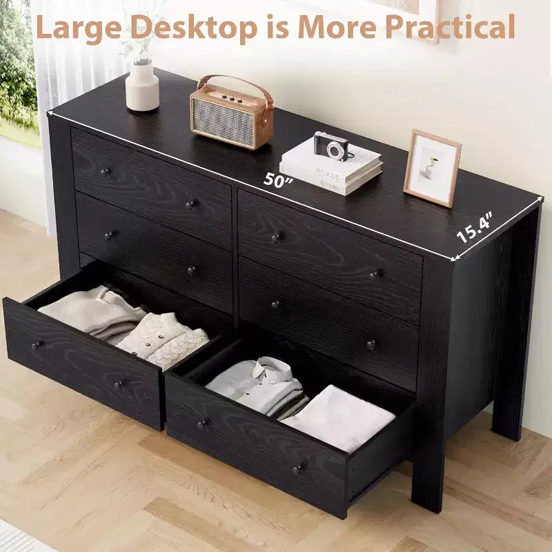 6 Drawer Dresser for Bedroom, Closet Chest with Sturdy Handles, Wooden Dresser Storage Organizer for Living Room, Nursery, Entryway