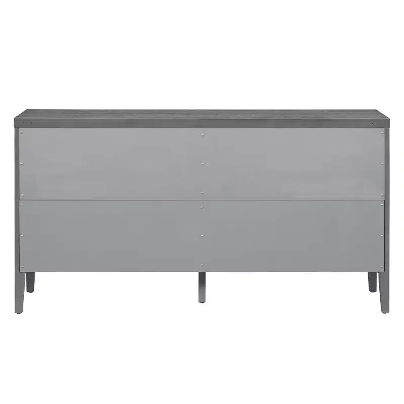 Buffet Rétro Porte avec Rainure Circulaire Design Poignée de Porte Ronde en Métal pour Entrée Salle à Manger Gris