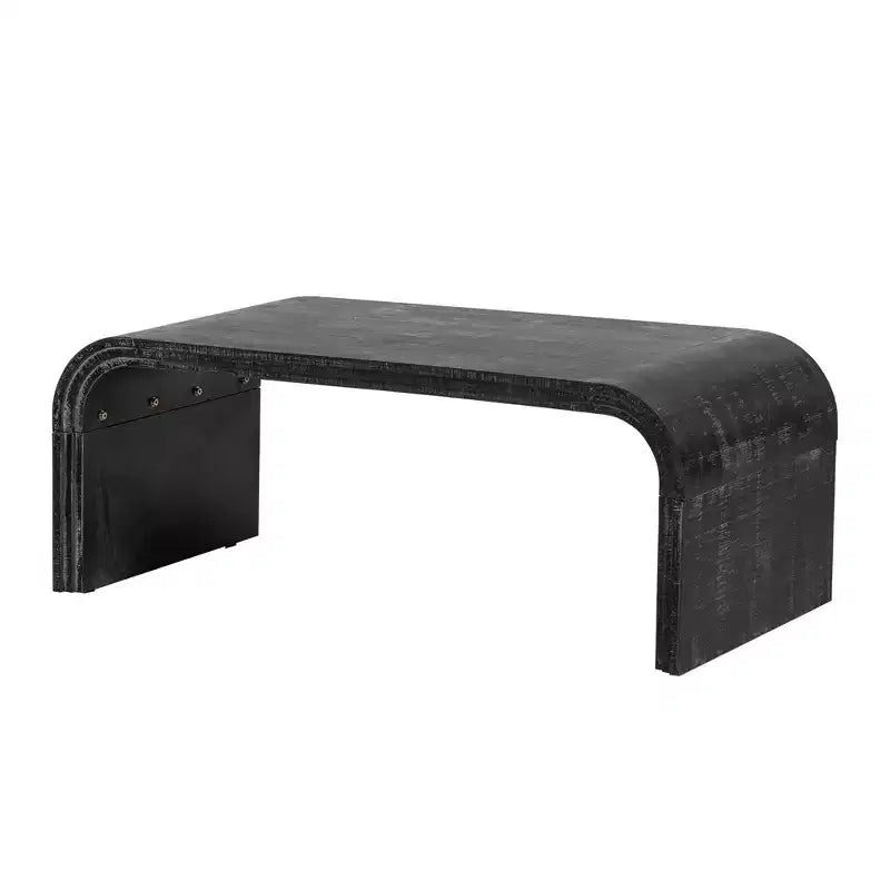 Coffee Table with Curved Art Deco Design for Living Room or Dining Room Antique Black