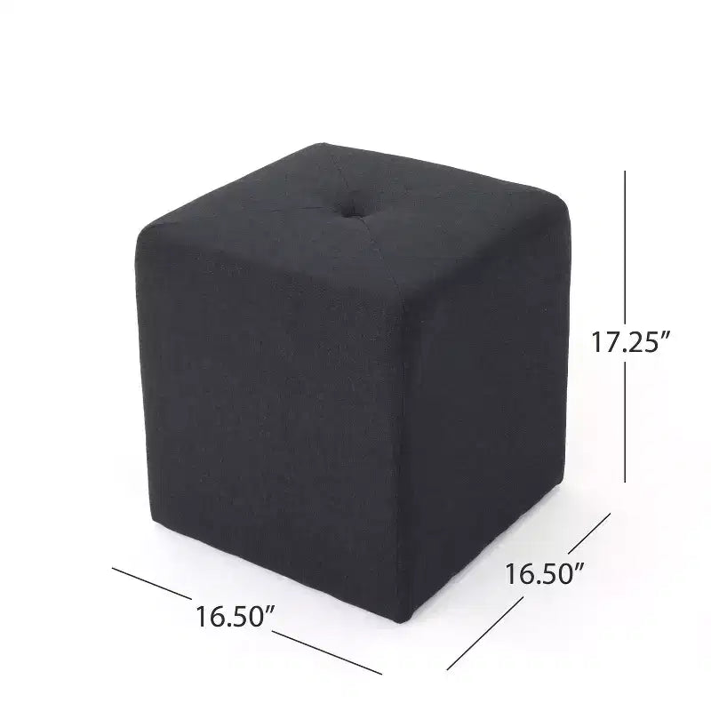 Contemporary Fabric Tufted Square Ottoman