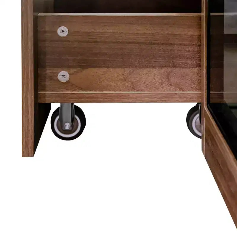 Rustic Wooden 70 Display Cabinet with Glass Doors and Lights