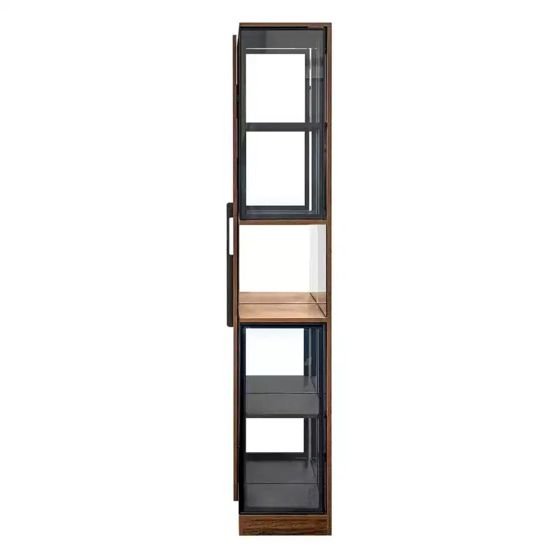 Rustic Wooden 70 Display Cabinet with Glass Doors and Lights