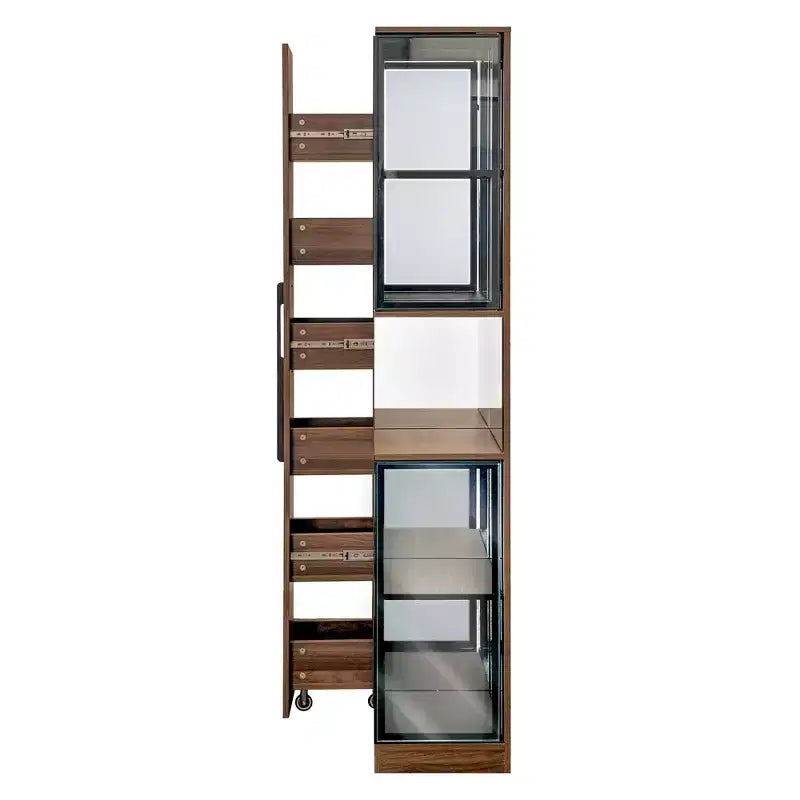 Rustic Wooden 70 Display Cabinet with Glass Doors and Lights