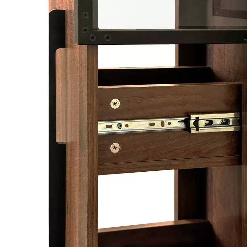 Rustic Wooden 70 Display Cabinet with Glass Doors and Lights