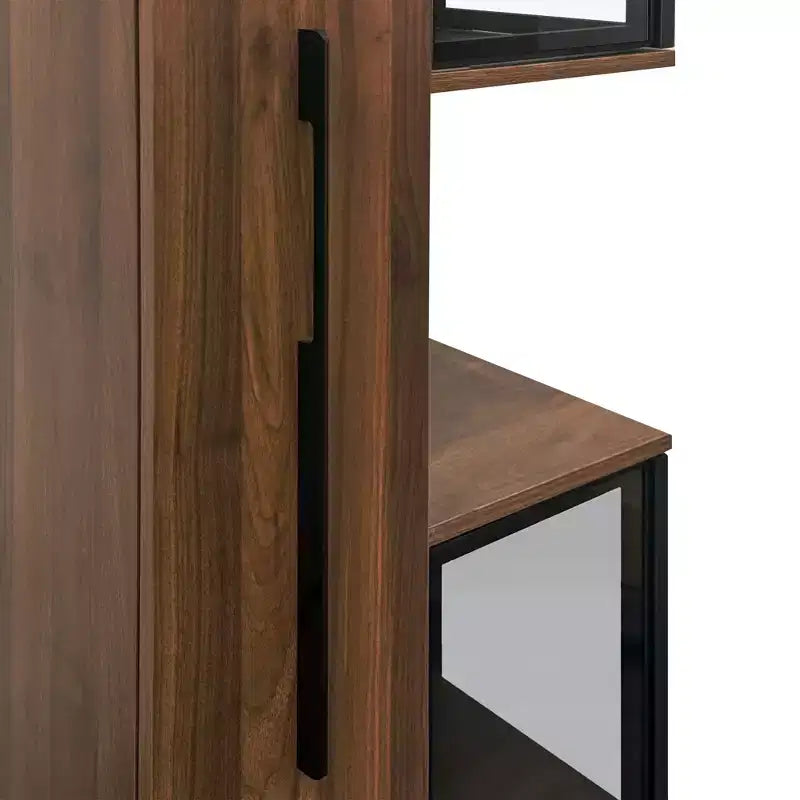 Rustic Wooden 70 Display Cabinet with Glass Doors and Lights
