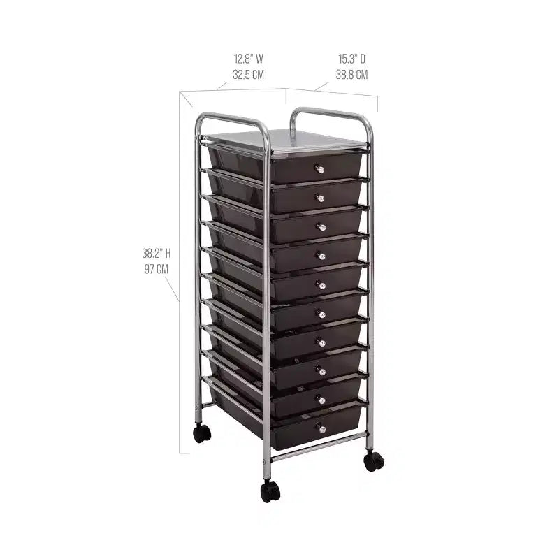 10-Drawer Organizer Rolling Storage Cart