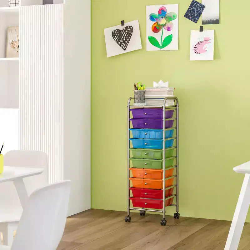 10-Drawer Organizer Rolling Storage Cart