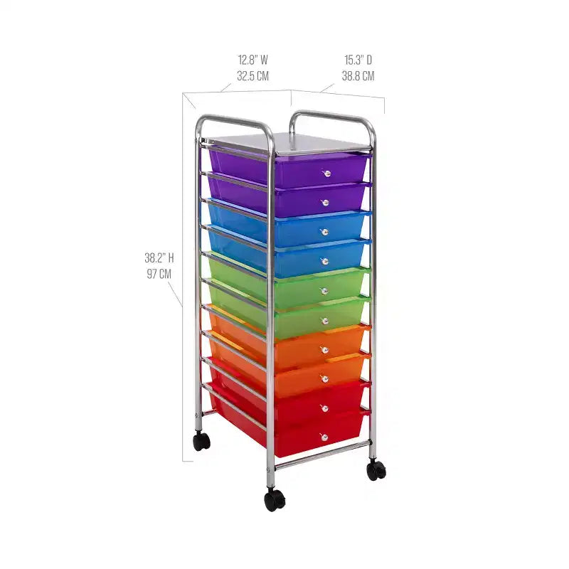 10-Drawer Organizer Rolling Storage Cart