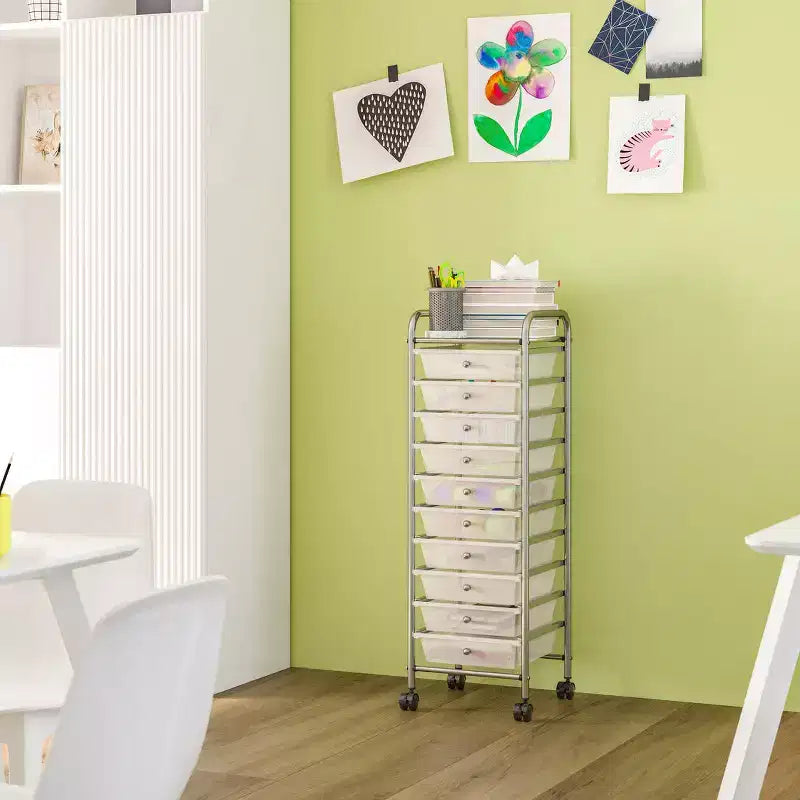 10-Drawer Organizer Rolling Storage Cart